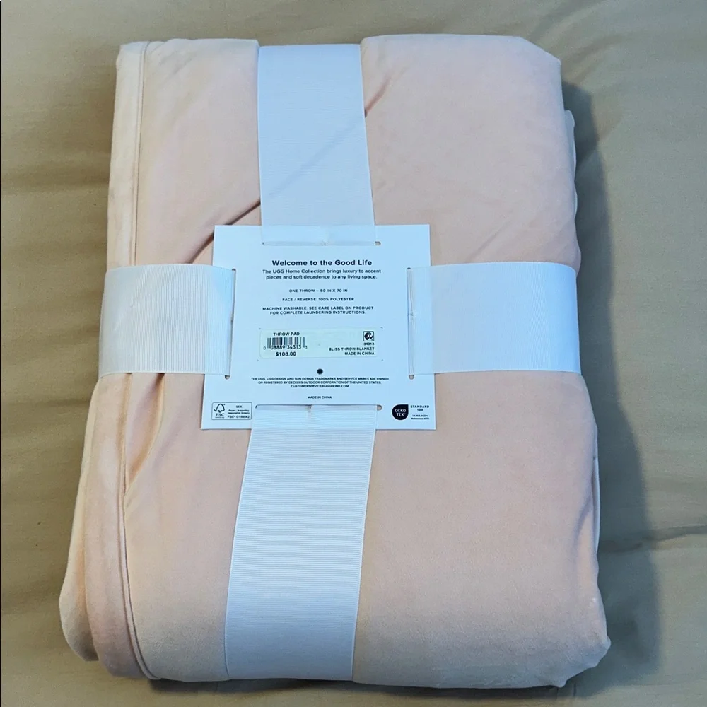 UGG Bliss Cozy Faux Fur Throw Blanket Quartz Pink NWT